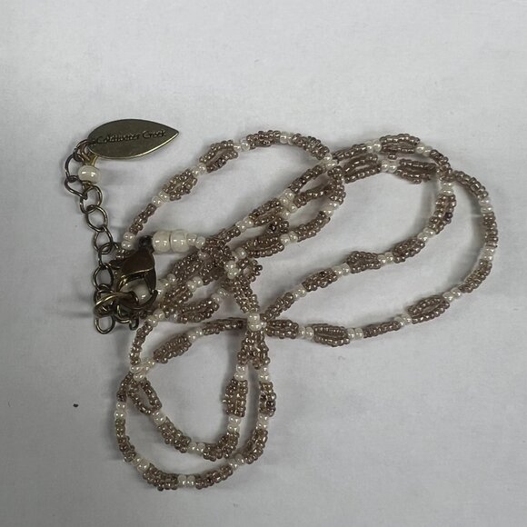 Coldwater Creek multi-strand seed-bead necklace, Gold /bronze & white, 20–22” - Picture 4 of 6